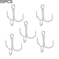 thumbnail image 2 of Opolski 50Pcs High-carbon Steel Crank Outdoor Fishing Lure Bait Triple Hooks Tackle Tool, 2 of 8