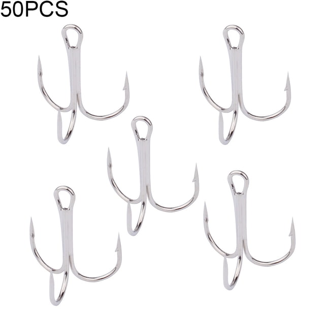 Trayknick 50Pcs High-carbon Steel Crank Outdoor Fishing Lure Bait Triple Hooks Tackle Tool