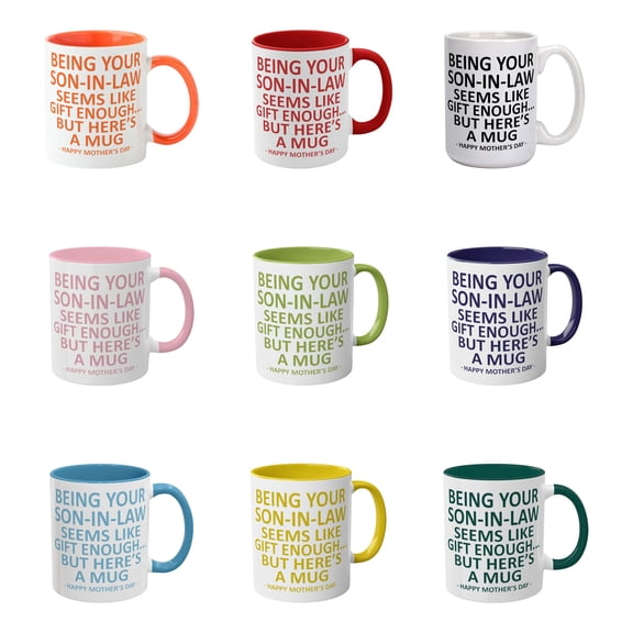 Being Your Son In Law Seems Like Gift Enough Funny Coffee Mug For Mothers Day Gifts Mother in Law Gifts 11oz Ceramic Cup (Pink)