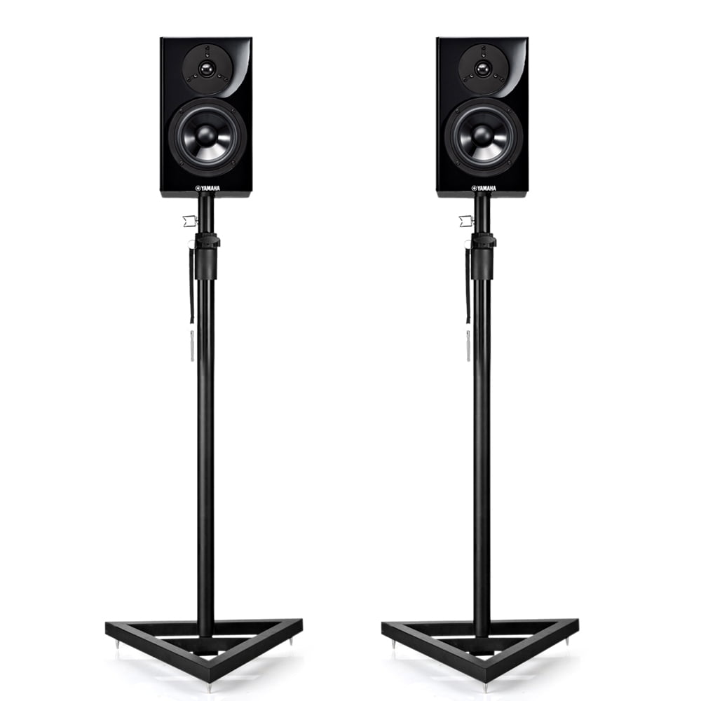 Queiting Pair Of Floor Speaker Stand Heavy Duty Metal Triangle Steel Stands For Studio Monitors and Hi-Fi Loudspeakers Six Height Adjustable