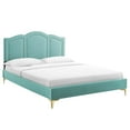 thumbnail image 2 of Modway Emerson Performance Velvet King Platform Bed in Mint, 2 of 10