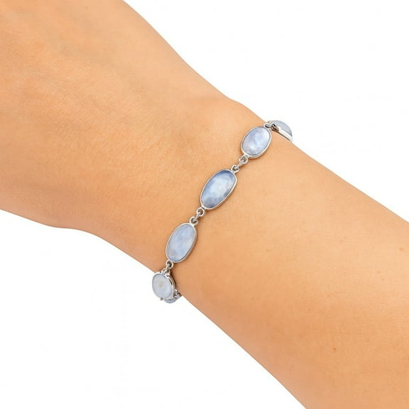 Natural Rainbow Moonstone - India 925 Sterling Silver Bracelet Jewelry B-1001 SDB5266