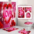 thumbnail image 1 of 4pcs/set Bathroom Shower Curtain+Floor Mat+Base Mat+Toilet Mat Set for Bathroom 3D Digital Printing Romantic Decor, 1 of 12