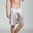 thumbnail image 4 of WPPGONE Pajama Shorts Men Knee Length Loose Fit Plus Size Straight Lightweight Elastic Waisted Pull On Comfortable Ice Silk Bottoms Lounge Homewear Sleep Shorts, M-5XL, 4 of 8