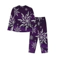 thumbnail image 2 of Kll Snowflake Gradient Purple Print Women'S Long Sleeve Pajamas With Pants Sleepwear Loungewear 2 Set-Small, 2 of 9