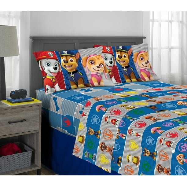 Paw Patrol Sheet Set Kids Bedding 4 Piece Full Size Walmart Com Walmart Com