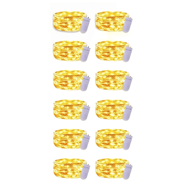 Cadena De Luces Hadas Con Pilas 12 Pzs de 2m 20 led Luz Cálido, Color de Led Blanco