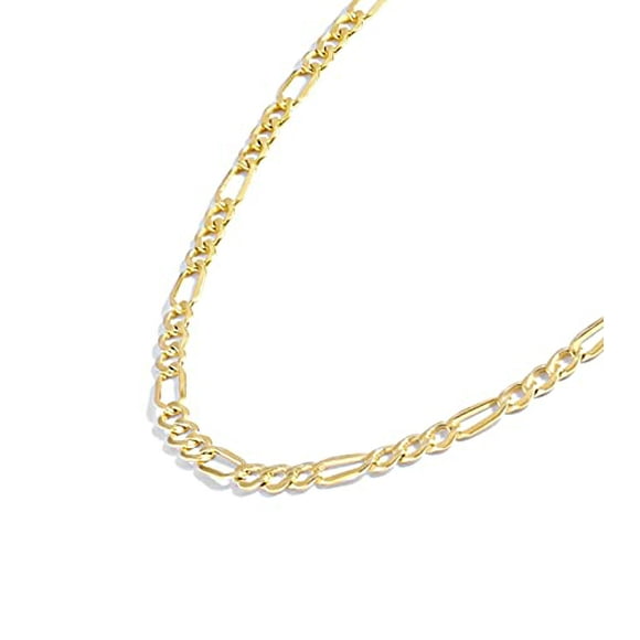 Jewelry Atelier Gold Chain Necklace Collection - 14K Solid Yellow Gold Filled Figaro Chain Necklaces for Women and Men with Different Sizes (2.8mm, 3.7mm, 4.7mm, 5.6mm)