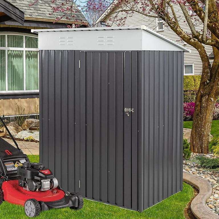 Sobaniilo 5x3x6FT Outdoor Storage Shed Clearance with Lockable Door Metal  Garden Shed Steel Anti-Corrosion Storage House Waterproof Tool Shed (Gray)  