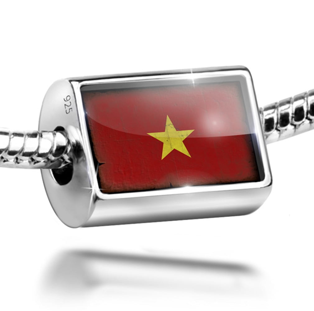 Bead Vietnam Flag with a vintage look Charm Fits All European Bracelets by NEONBLOND