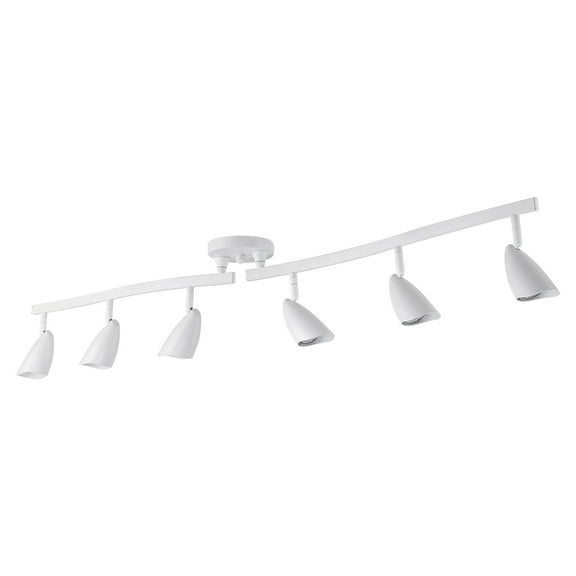 Open Box Globe Electric Grayson 6-Light Matte White Adjustable S-Shape Track Lighting, 59353