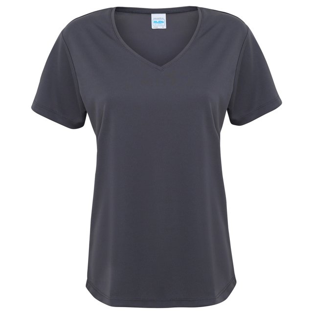 AWDis Camiseta de manga corta con cuello en forma de V. (Carbón)