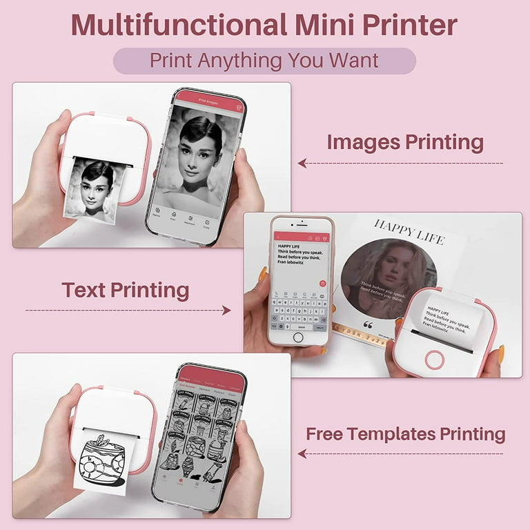 Memoking Mini Label Makers T02 Portable Small Printer with 3 Rolls