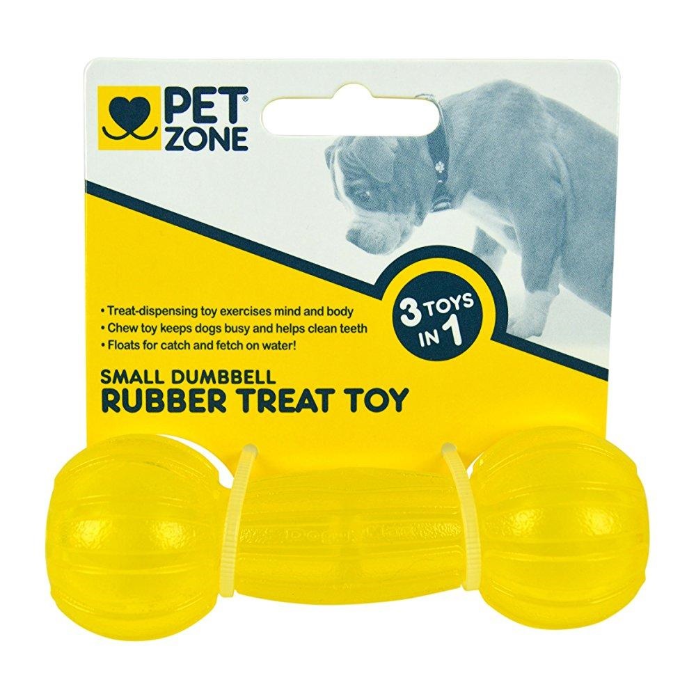 Pet Zone Rubber Dog Treat Dumbbell Toy, Small