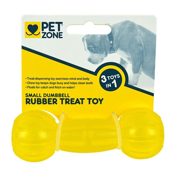 Pet Zone Rubber Dog Treat Dumbbell Toy, Small