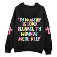 thumbnail image 5 of Christian Hoodies for Women Oversized Jesus Faith god Letter Print Hooded Sweatshirts Religious Inspirational Pullover, 5 of 5