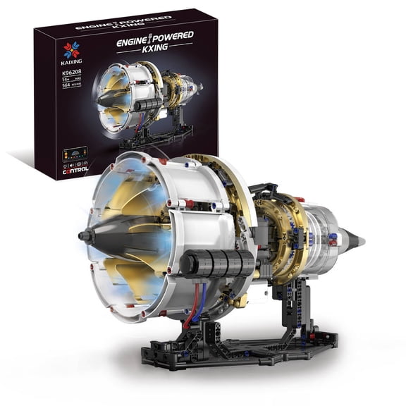 Remocguys Aviation Turbofan Engine Mould Building Sets Compatible with Lego Aircraft Jet Model with Light APP Remote Control Power Motor for Adults Boys 564PCS