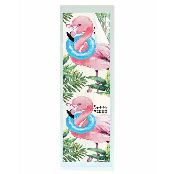 Window Privacy Film Summer Pink Flamingo Stained Glass Window Film Decorative Sun Block Window Cover Beach Tropical Palm Leaves Window Clings Static Adhesive Sticker for Bathroom 17.7"x78.7"