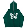 thumbnail image 3 of Sudaderas informales con mariposas Y2k oscuras europeas y americanas para hombres y mujeres, sudaderas con capucha góticas para parejas, sudadera con cremallera de gran tamaño Harajuku, 3 of 4