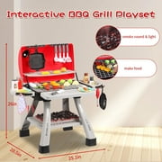 Kitchen Playset Toys For Kids Toys, Kids BBQ Grill Playset with Smoke, Sound & Light, Toy Grill for Kids, Pretend Play Food, Interactive Toys Barbecue Cooking Game for Toddlers Boys Girls 3-5