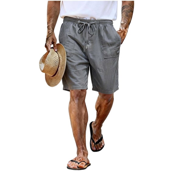 YLSDY Men's Solid Basic Casual Shorts, Drawstring Elastic Waist, Comfortable Everyday Wear Shorts Dark Gray L