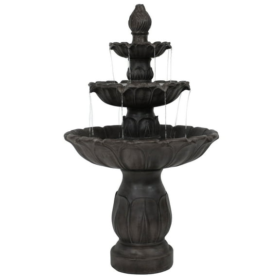 Sunnydaze Classic Tulip Polystone 3-Tier Outdoor Water Fountain