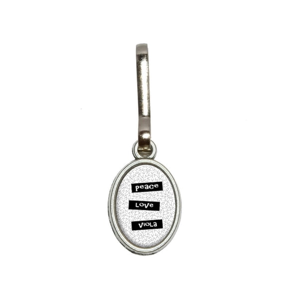 Peace Love Viola Oval Zipper Pull