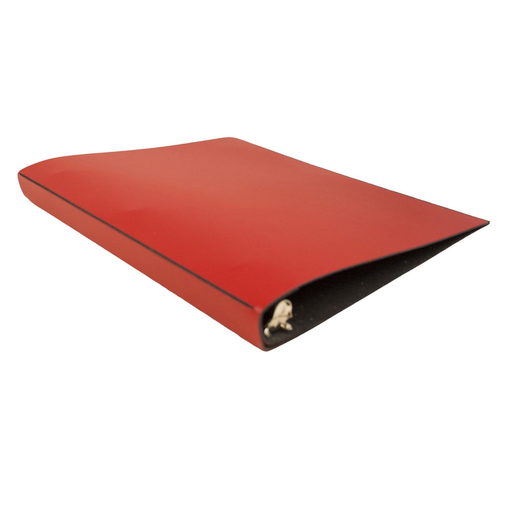 JAM Italian Leather 3/4 in Binder, 3 Metal Rings, 1/Pack, Red