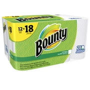 Bounty Paper Towels, White, 12 Giant Rolls 18 Regular Rolls