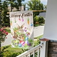thumbnail image 3 of Happy Easter Garden Flag Welcome Spring Large House Flag Bunny Eggs Banners for Farmhouse Lawn Outdoor Yard Decor 12 x 18 Inch, 3 of 5