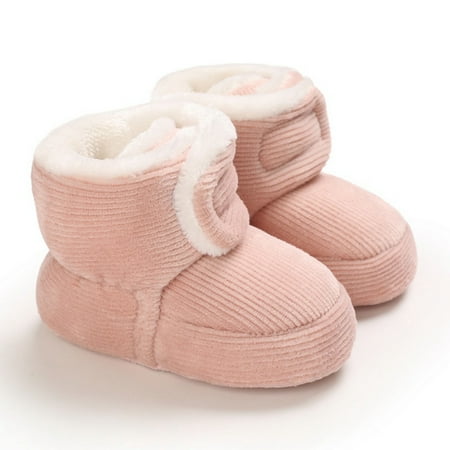 

Newborn Baby Girls Cotton Soft Sole Winter Warm Snow Boots Infant Toddler Mid Calf Snow Boots For Baby Girls 0-18 Months