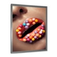 thumbnail image 2 of Designart 'Close Up of Creative Make Up On Woman Lips With Lolipops' Modern Framed Art Print, 2 of 4
