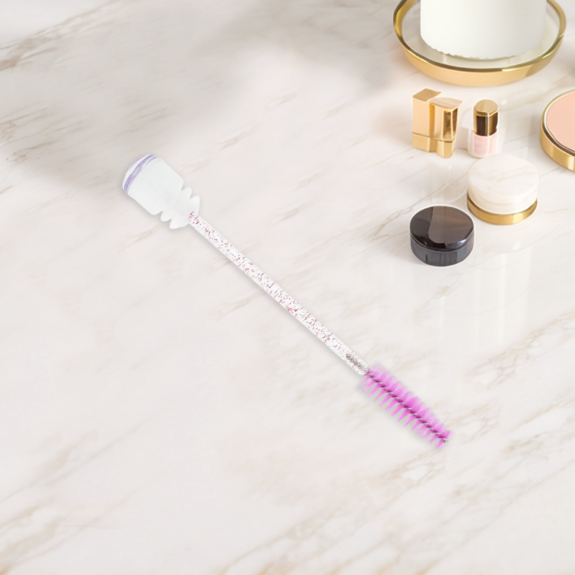 Unique Bargains 1 Pc Convenient Soft Nylon Bristles Eyelash Brush for Vacation Purple