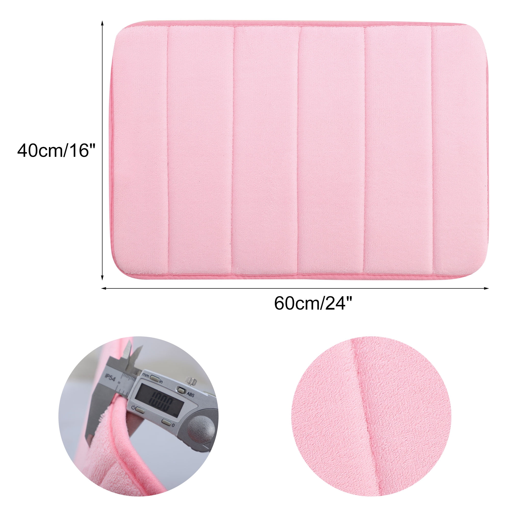 Unique Bargains Solid Contemporary Memory Foam Bath Rug Pink 24"x16"