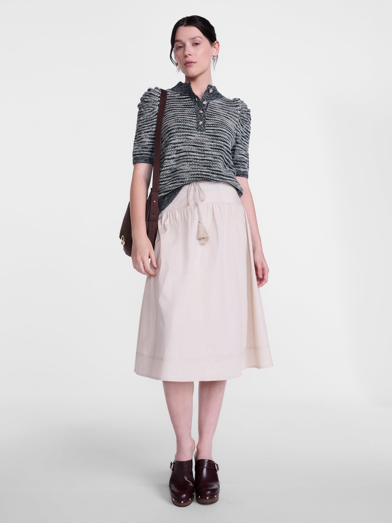 Scenario Women's and Women's Plus Henley Sweater with Puff Sleeves, Lightweight, Sizes XS-4X