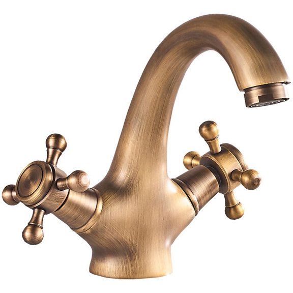 Lefu Robinet de Salle de Bain Vintage Double Poignée Pivotant Lavabo Mélange Chaud Froid