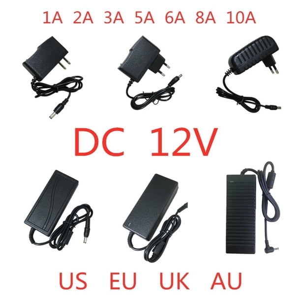 AC 100V-240V DC 12V 1A 2A 3A 5A 6A 8A 10A Adaptador de fuente de alimentación 12 V Volt Transformador de iluminación Convertidor para tira de luz LED CCTV Tan Jianjun unisex