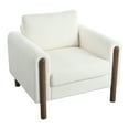 thumbnail image 4 of Oversized Accent Chair, Upholstered Living Room Chairs Single Sofa Chair with Walnut Legs, Curved handrail, White, 4 of 9