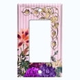 thumbnail image 5 of Metal Light Switch Plate Outlet Cover Elegant Pink Floral Striped Damask FLW075, 5 of 13