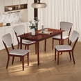 thumbnail image 3 of Dining Table Set for 4, Lofka 5 Pieces Solid Wood Kitchen Table Set with Upholstered Seats & Backrests for Home, Rubberwood & Gray Cushions, 3 of 10
