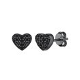thumbnail image 1 of PROSTEEL Pendientes de botón de corazón para mujer, circonita cúbica negra brillante, pendientes de botón de corazón de plata de ley 925 para niñas, impresionante regalo de San Valentín de cumpleaños, 1 of 7