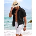 thumbnail image 3 of Camisa de lino para hombre COOFANDY, manga corta, casual, negra, 3 of 5