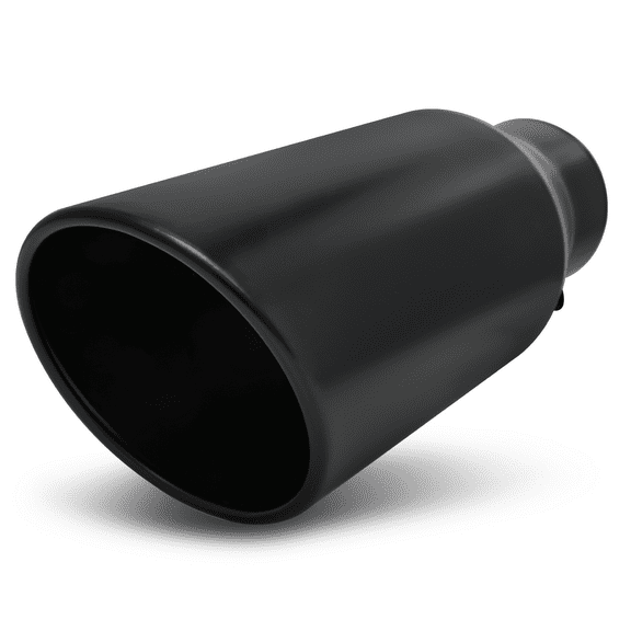 M-AUTO 4"Inlet 6"Outlet Stainless Steel Exhaust Muffler Tip Straight-Through Round Angle Cut Black 15"Roll Tip