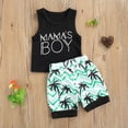 thumbnail image 4 of Douhoow Baby Boys Two-piece Clothes Black Sleeveless MAMA'S BOY Print T-shirt Elastic Waist Shorts, 4 of 8