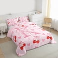 thumbnail image 4 of Manfei Kawaii Pink Letter K Bedding Comforter Set, Cartoon Princess Ribbon Twin Comforter Sets, Cherry Love Heart Reversible Bedding Set, Breathable Home Decor, 2pcs, 4 of 9