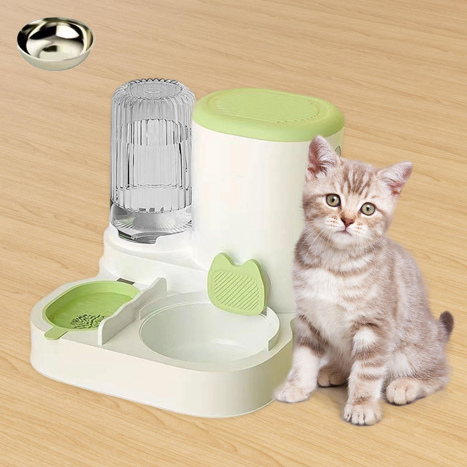 Serenable Automatic Cat Feeder and Water Dispenser Automatic Pet Feeder Compact Pet Supplies Travel Supply Food feed Dog Bowl for Puppy green