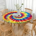 thumbnail image 3 of Colorful Tie Dye Mandala Pattern Round Fitted Tablecloth with Elastic Edge,Dining Table Cover Waterproof,Outdoor Round Tablecloth for Camping,Dining,Indoor and Outdoor, 3 of 7
