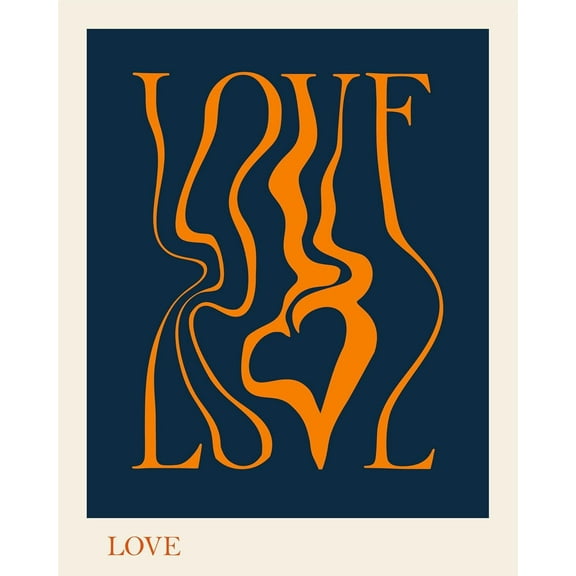 FlexiPrints - 8x10 Inches LOVE Wall Art (Blue) - Minimalist Typography Print - Modern Home & Office Decor - Unframed Poster