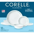 Corelle Country Cottage, White and Green Round 12Piece Dinnerware Set