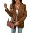 thumbnail image 2 of Chaqueta Blazer Informal de para Mujer, Elegante Chaqueta de Traje de un Solo Pecho con Solapa con Muescas, Blusas Café Marrón S, 2 of 10